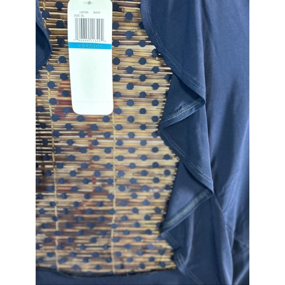 Nina Leonard Navy Blue Sheer Cover Up Cardigan Extra Large (XL) NWT - Picture 3 of 6